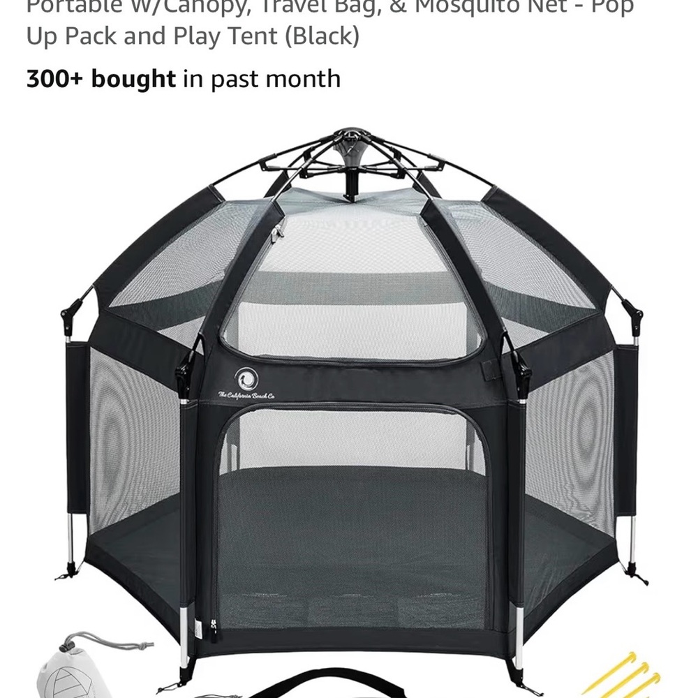 Pop N Go Portable Black Pop-Up Kids Playpen with Mesh Canopy
